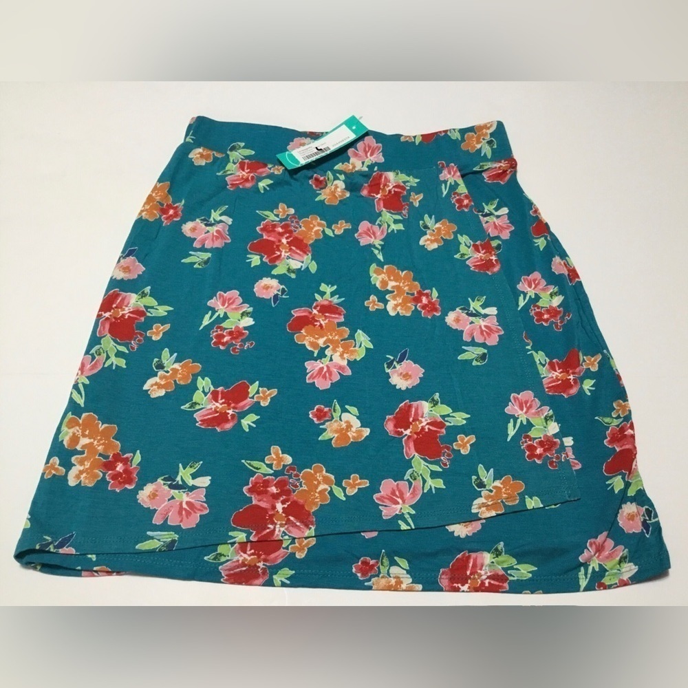 NWT LOVEAPPELLA Thalia Faux wrap Skirt Teal Green. Size L